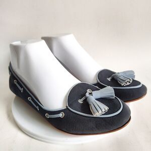 Coach Gray and Light Blue Tassel Loafers, sz 6